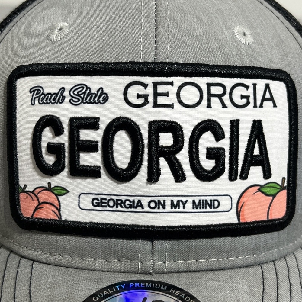 Hat Republic Georgia License Plate Trucker Hat Mesh Back Embroidered Cap Peach